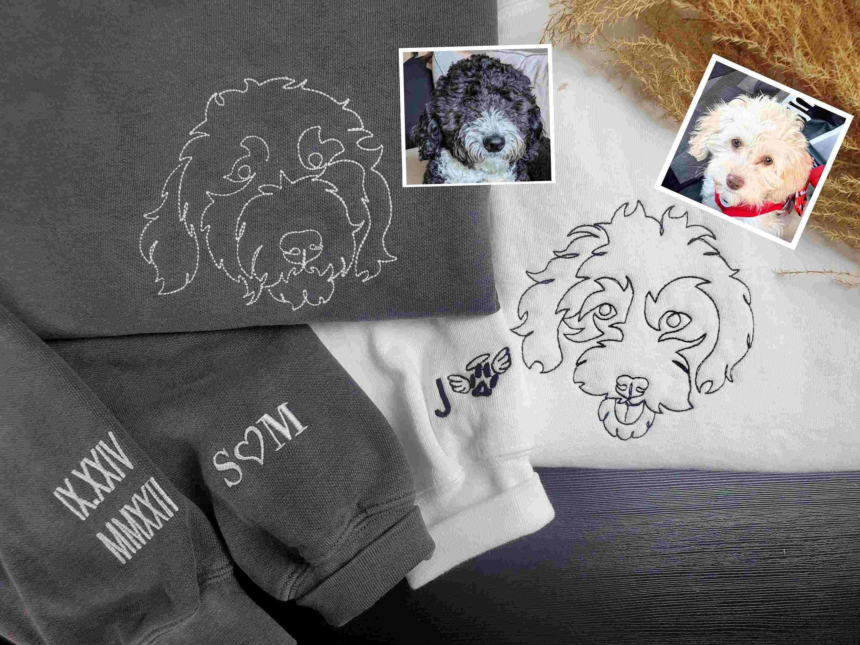 Getlovecustom™ Custom Pet Photo Outline Embroidery T-Shirt/Sweart/Hoodie