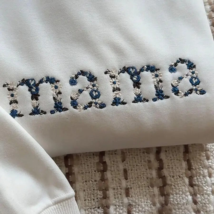 Custom Embroidered Mama/Grandma Floral Sweatshirt/Hoodie/T-shirt