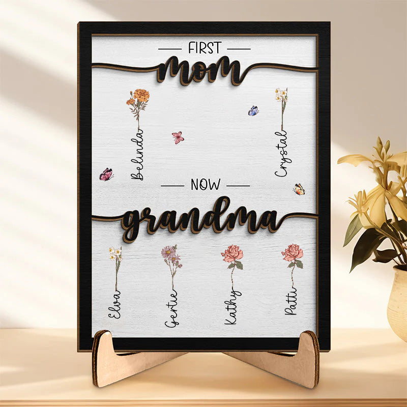 First Mom Now Grandma - Personalized Plaque Frame