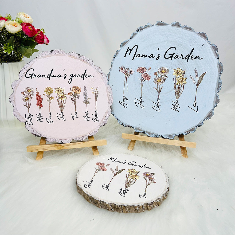 50%OFF ⭐️ Mom's Garden is Her Children Custom Natural Wood Slice With Name