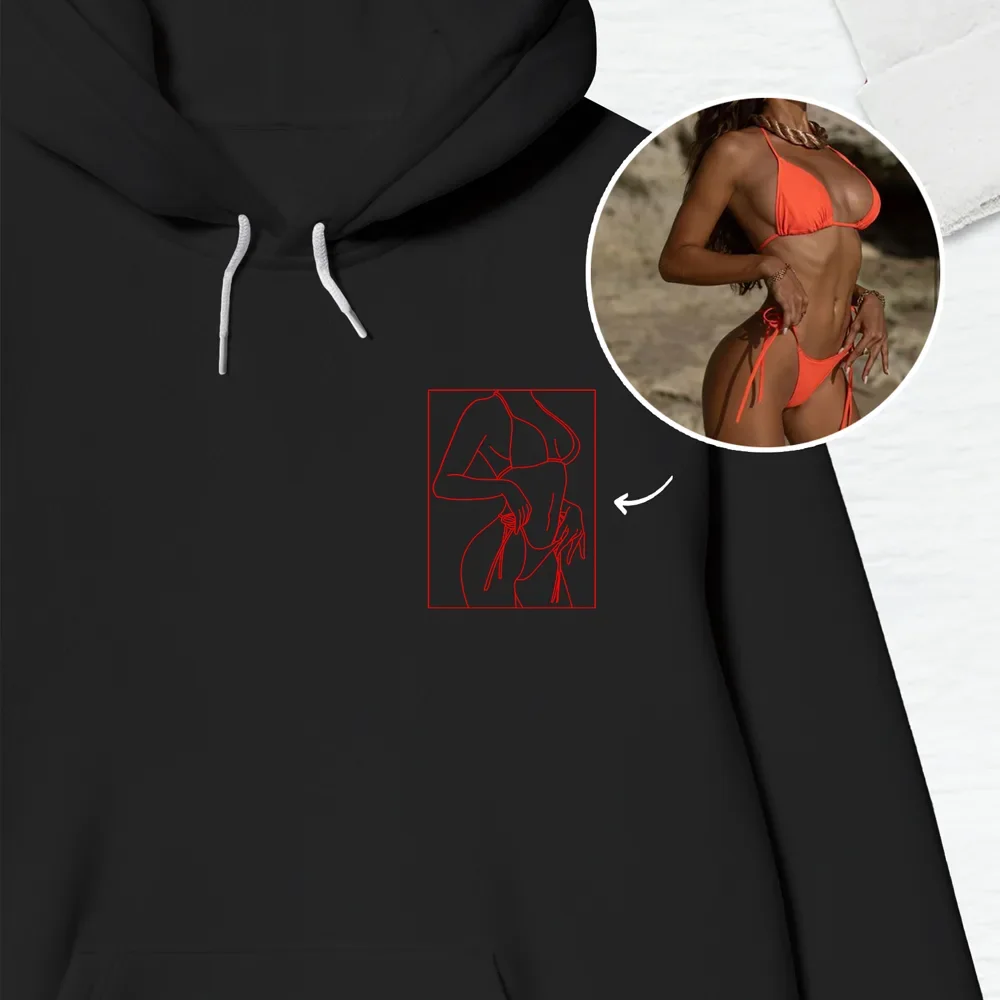 Personalized Hoodie Custom Spicy Body Photo OutLine Drawing Hoodie