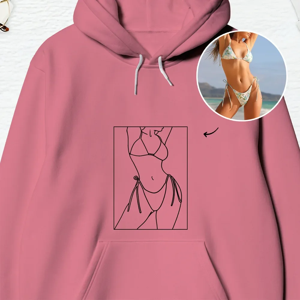 Personalized Hoodie Custom Spicy Body Photo OutLine Drawing Hoodie