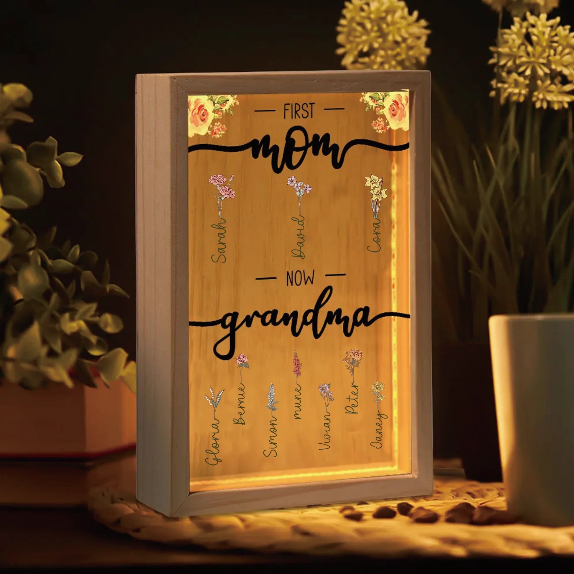 First Mom Now Grandma - Personalized Frame Light Box