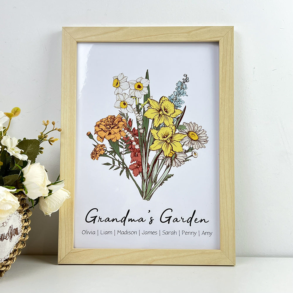 50%OFF⭐️ Personalized Birth Flower Family Bouquet/Names Frame