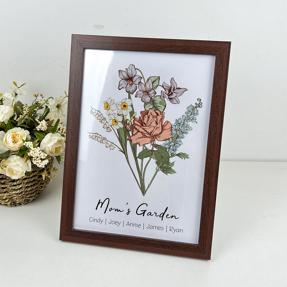 50%OFF⭐️ Personalized Birth Flower Family Bouquet/Names Frame