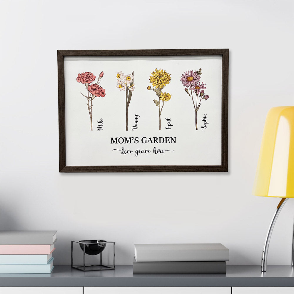 Mom's Garden is Her Children Customized Names Art Print Frame