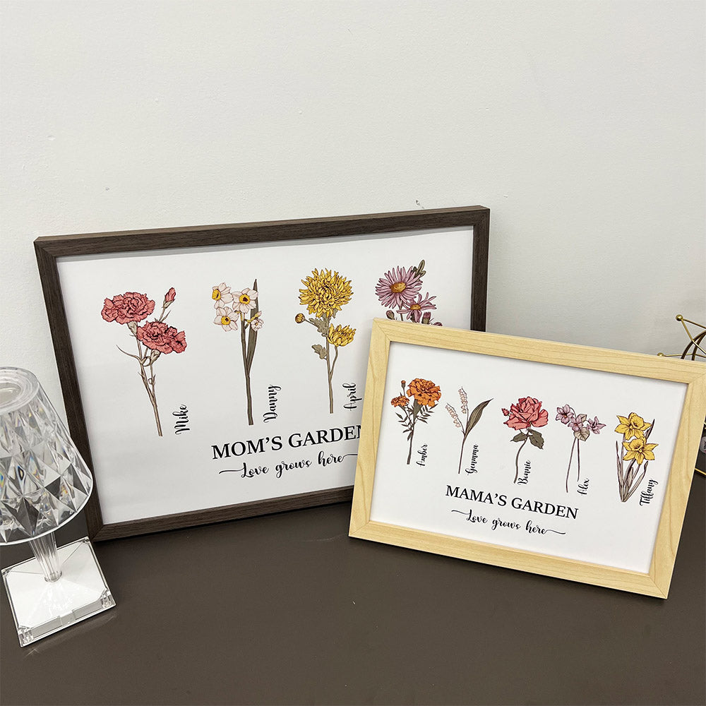 Mom's Garden is Her Children Customized Names Art Print Frame