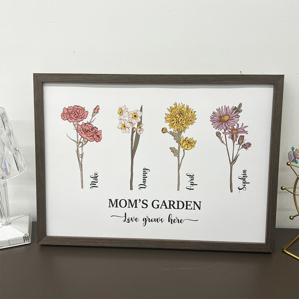 Mom's Garden is Her Children Customized Names Art Print Frame