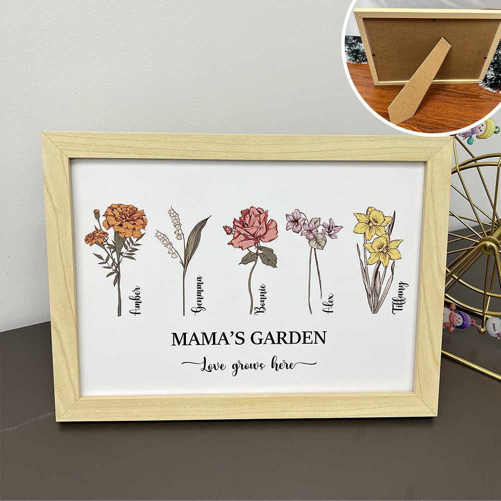 Mom's Garden is Her Children Customized Names Art Print Frame