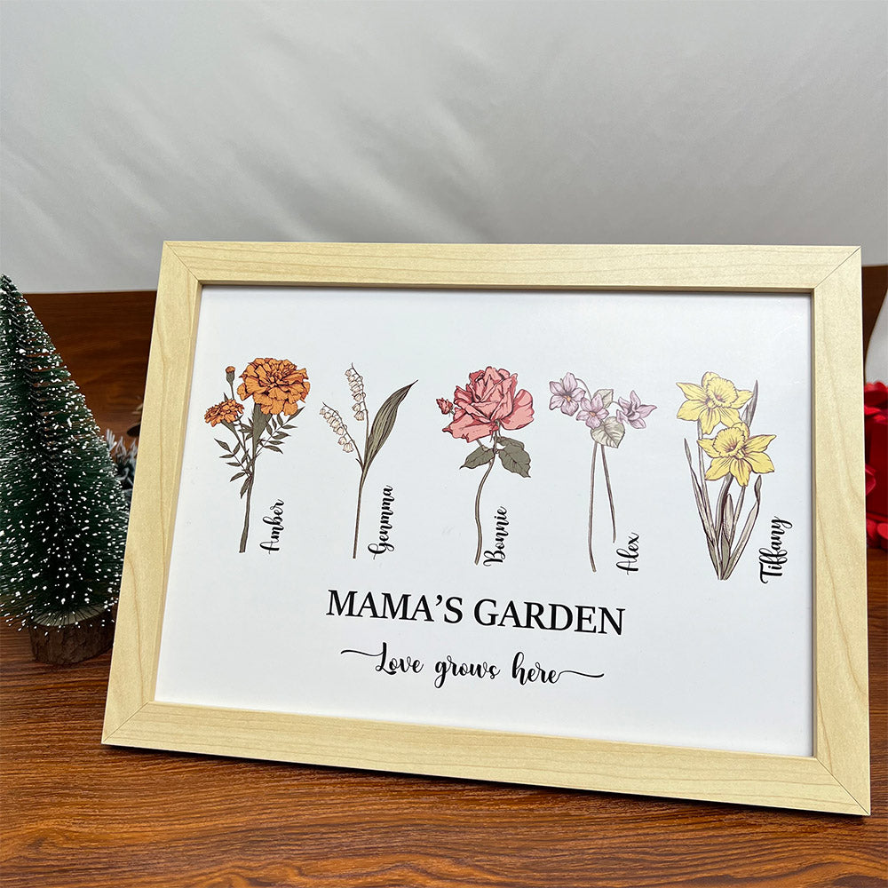 Mom's Garden is Her Children Customized Names Art Print Frame