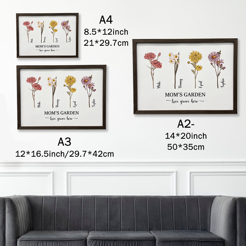 Mom's Garden is Her Children Customized Names Art Print Frame