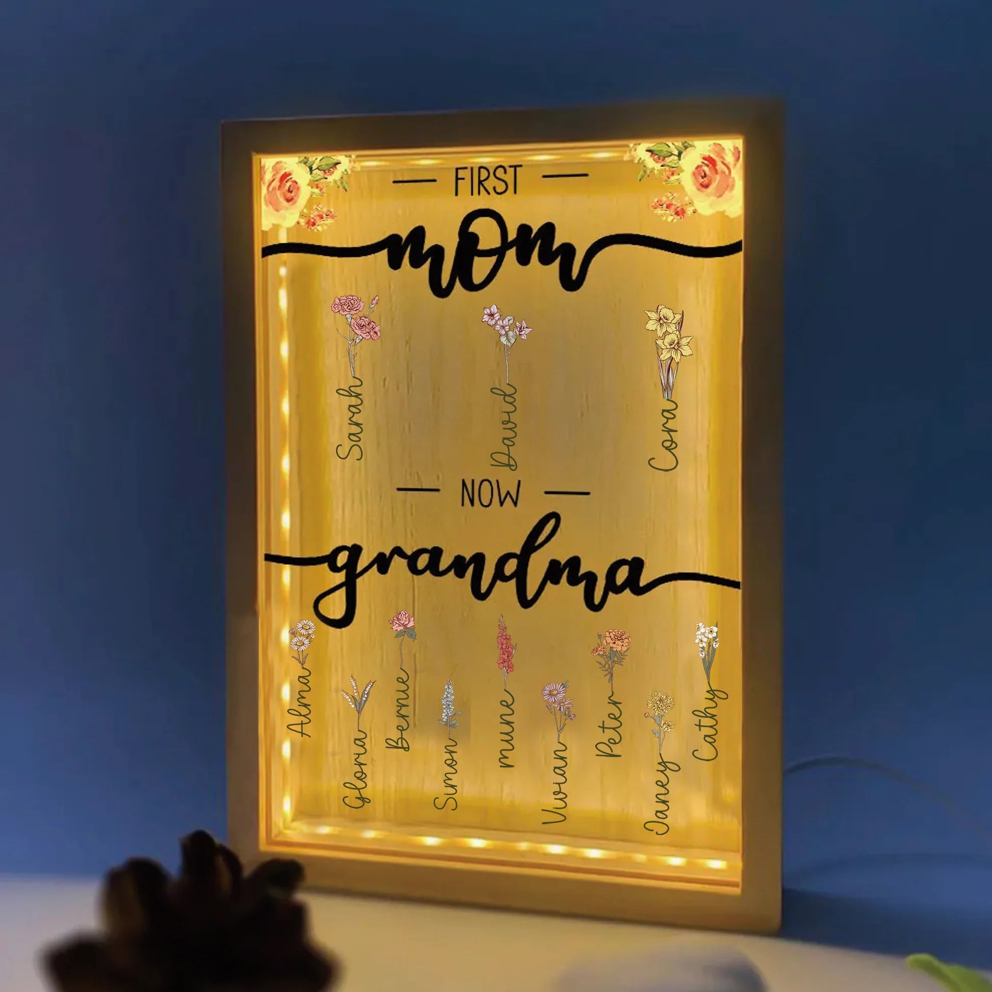 First Mom Now Grandma - Personalized Frame Light Box