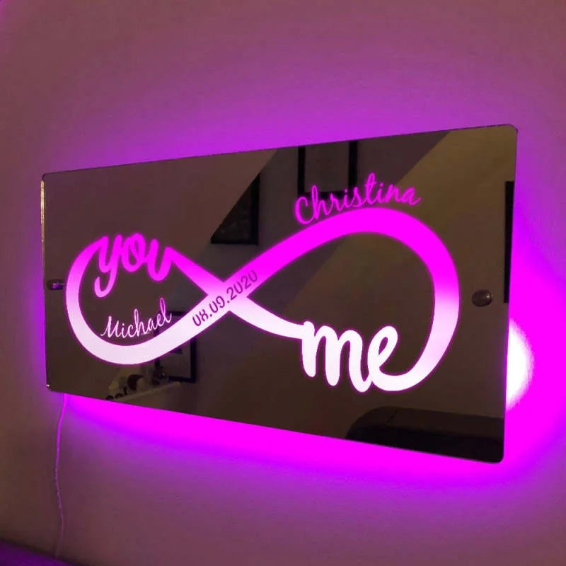 Hot Sale Personalized Name Infinity Sign Light Up Mirror【BUY 2 GET FREE SHIPPING】