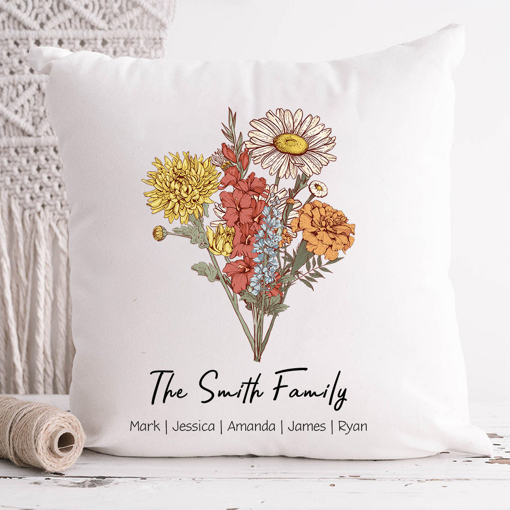 50%OFF⭐️Birth Flower Bouquet Customized Pillow Cushion