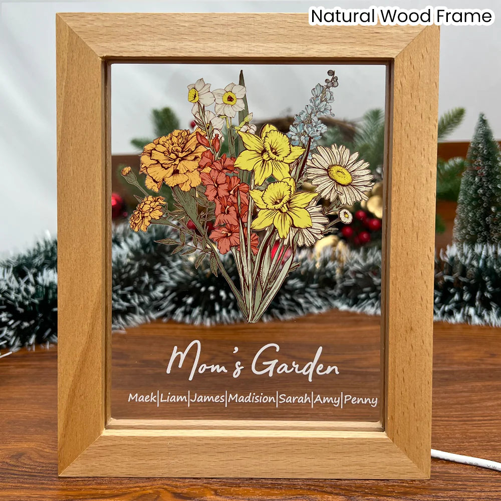 50%OFF⭐️Personalized Birth flower Bouquet Names LED Light