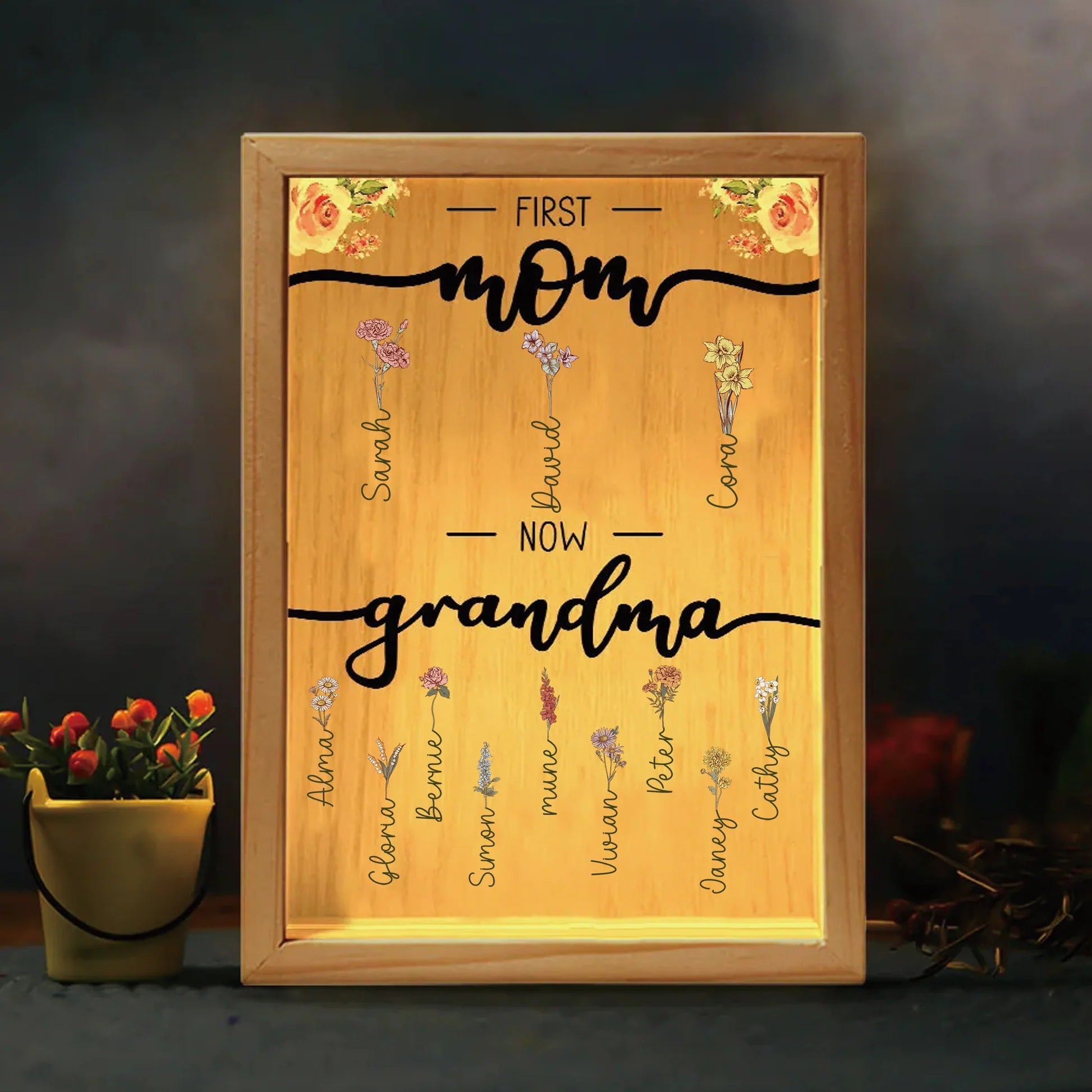 First Mom Now Grandma - Personalized Frame Light Box