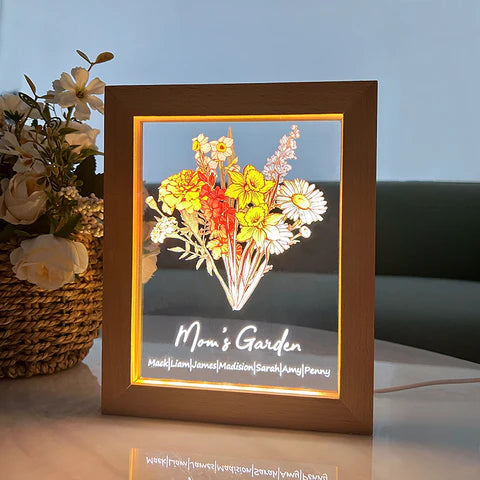 50%OFF⭐️Personalized Birth flower Bouquet Names LED Light